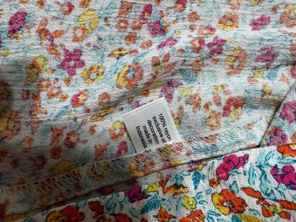 Lane Bryant NWT Plus Size 14/16 (1X)‎ Colorful Floral Crochet Trim Rayon Peasant - Picture 6 of 6